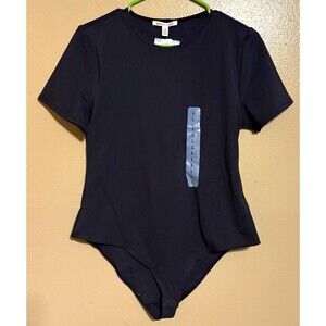 edited x Hunter McGrady Women’s Navy Blue Short Sleeve Fitted Bodysuit L